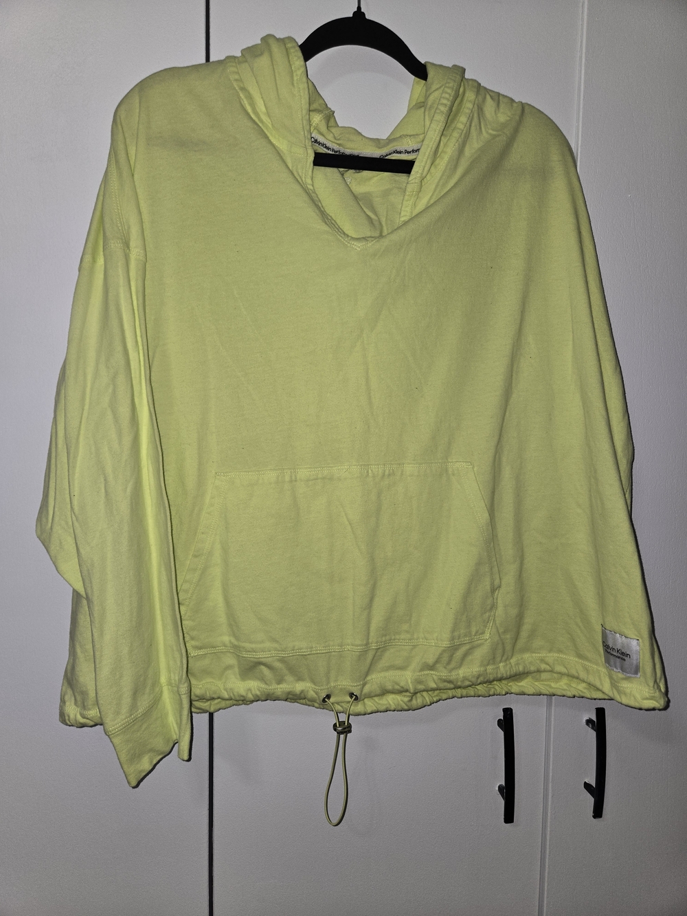 Calvin Klein Neon Yellow Hooded Pullover Sweatshirt